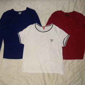 Large Style Bundle Sweaters and Shirt Bought for $60. White shirt says XL but fi